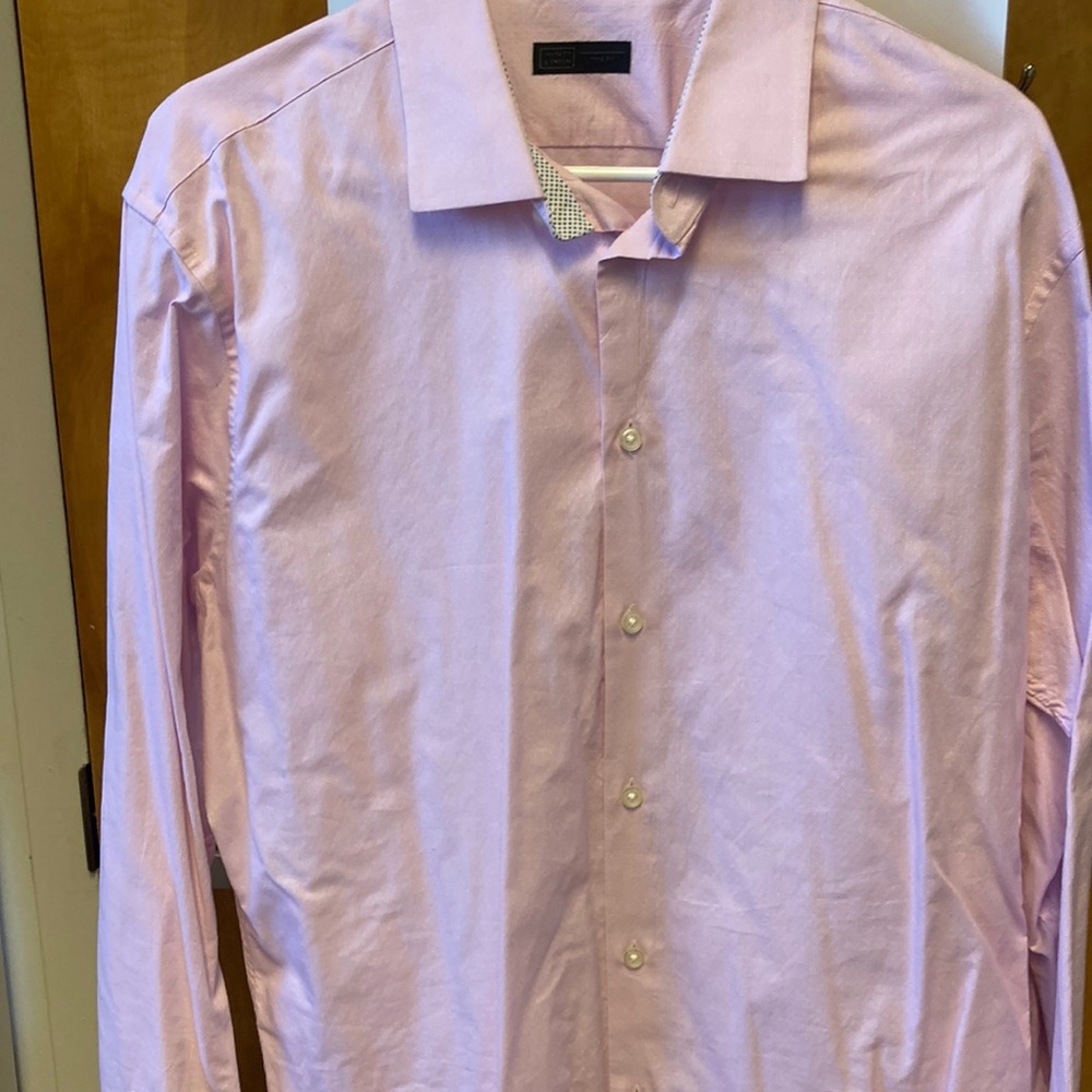 Salmon color long sleeve button up shirt
